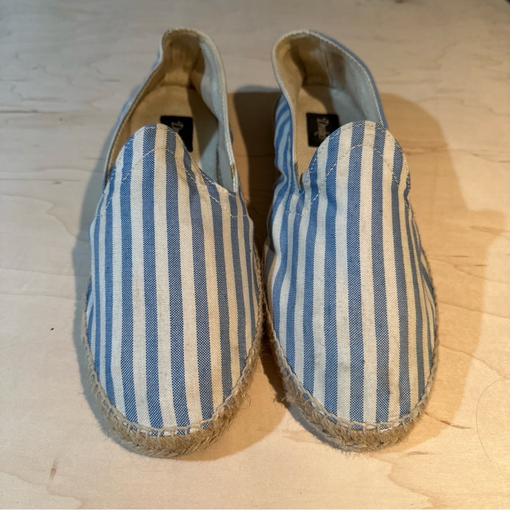 Drakes Men's Blue and White Striped Slip-On Loafers